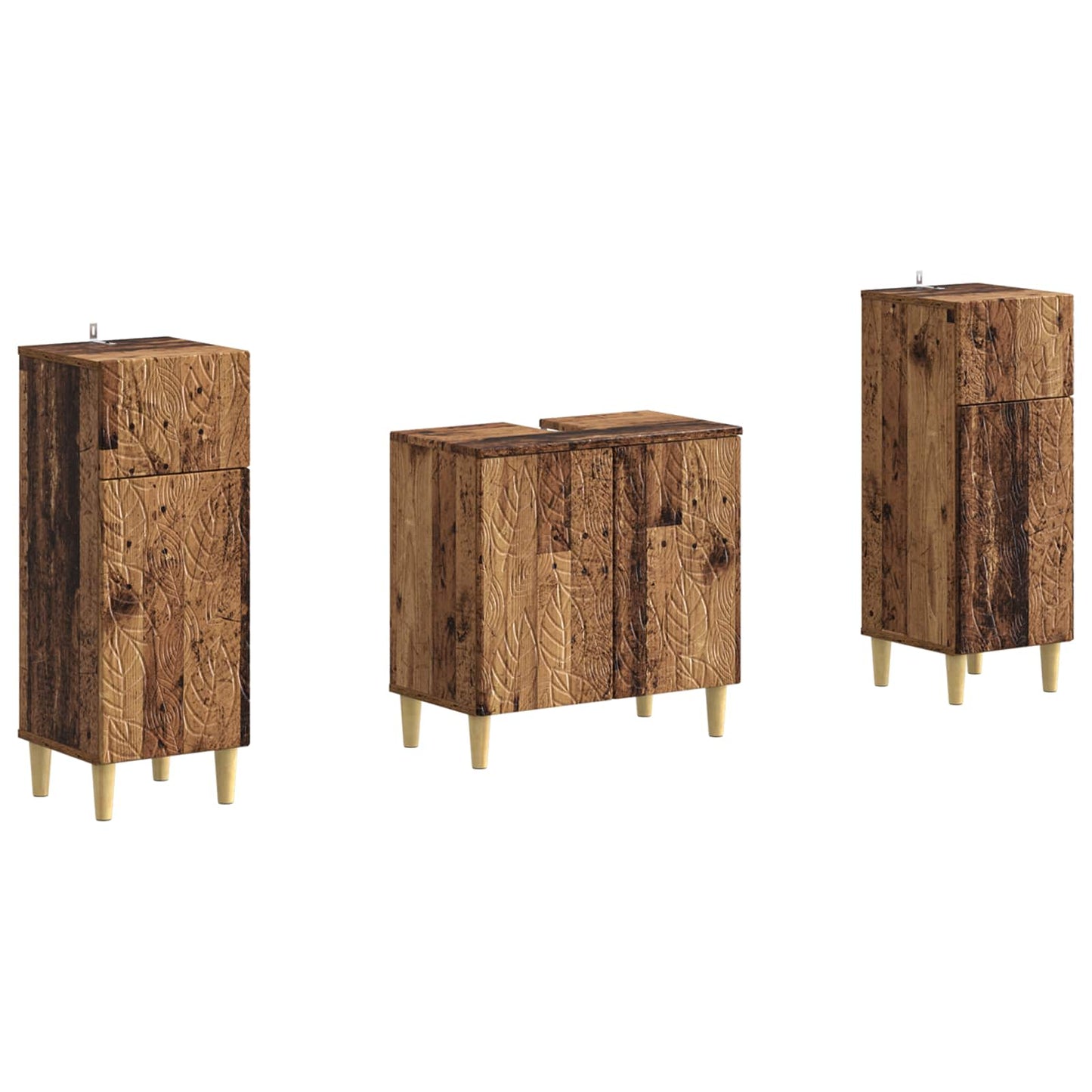 Set di Armadi da Bagno da 2 Pezzi DELFT Legno antico | homemem39