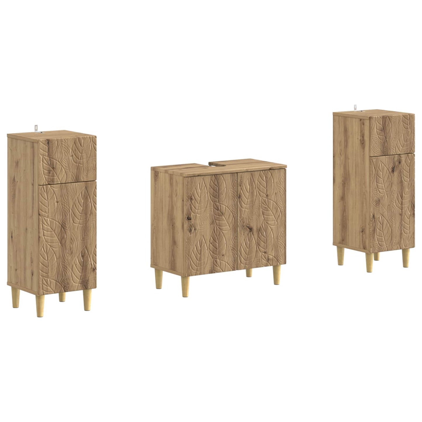 Set di Armadi da Bagno da 2 Pezzi DELFT Rovere Artigianale | homemem39