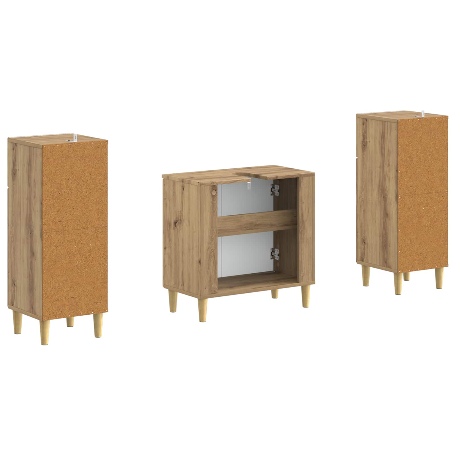 Set di Armadi da Bagno da 2 Pezzi DELFT Rovere Artigianale | homemem39