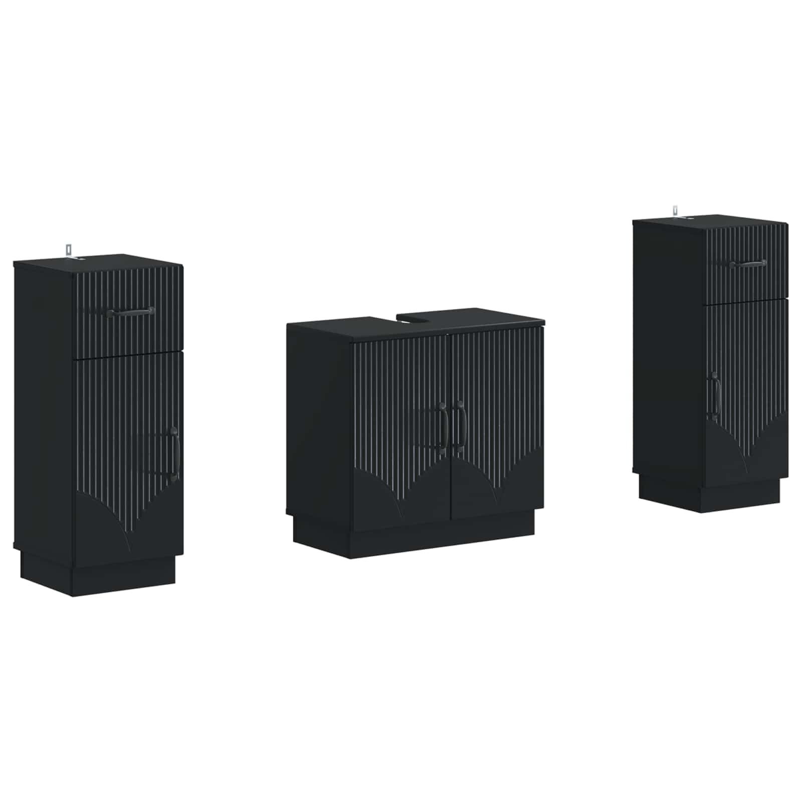 Set di Armadi da Bagno da 2 Pezzi HOORN Nero | homemem39