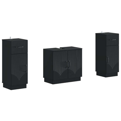 Set di armadietti da bagno in 3 pezzi HOORN Nero