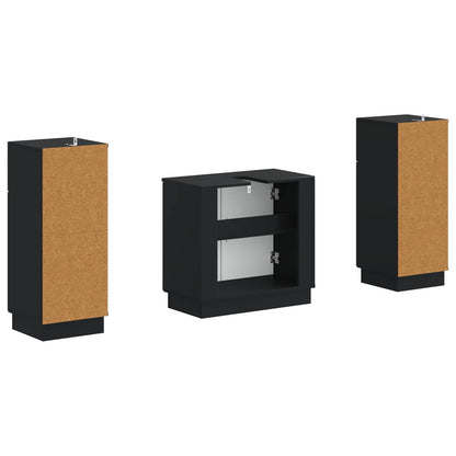 Set di armadietti da bagno in 3 pezzi HOORN Nero
