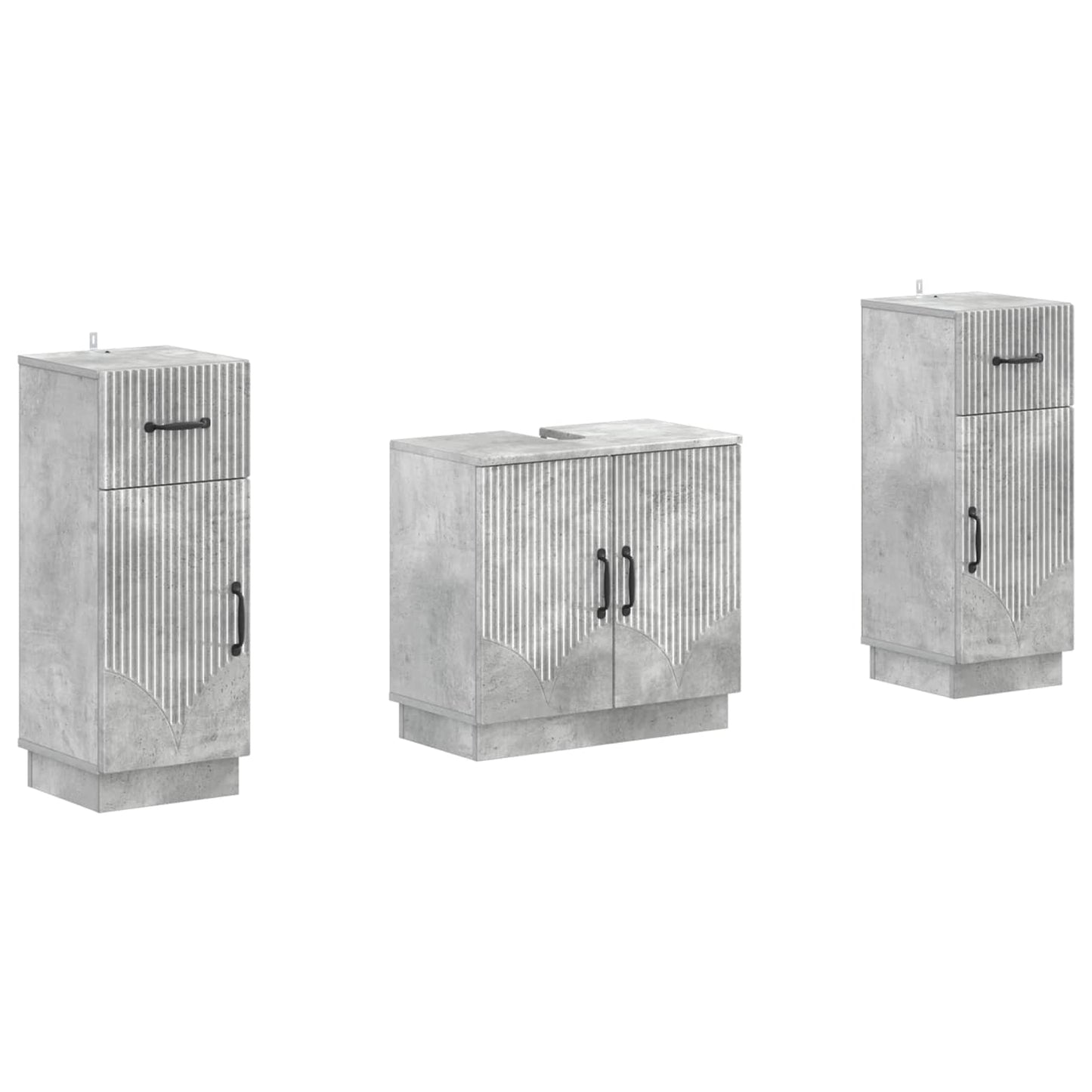 Set di Armadi da Bagno da 2 Pezzi HOORN Grigio Cemento