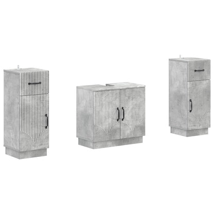 Set di armadietti da bagno in 3 pezzi HOORN Grigio Cemento