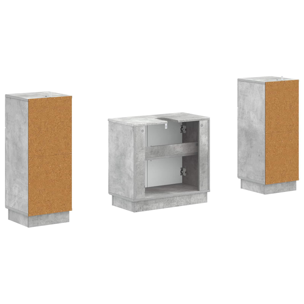 Set di armadietti da bagno in 3 pezzi HOORN Grigio Cemento