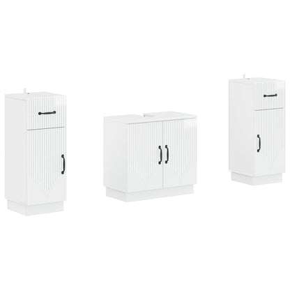 Set di Armadi da Bagno da 2 Pezzi HOORN Bianco Lucido