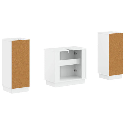 Set di armadietti da bagno in 3 pezzi HOORN Bianco Lucido