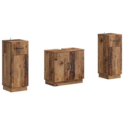 Set di Armadi da Bagno da 2 Pezzi HOORN Legno antico