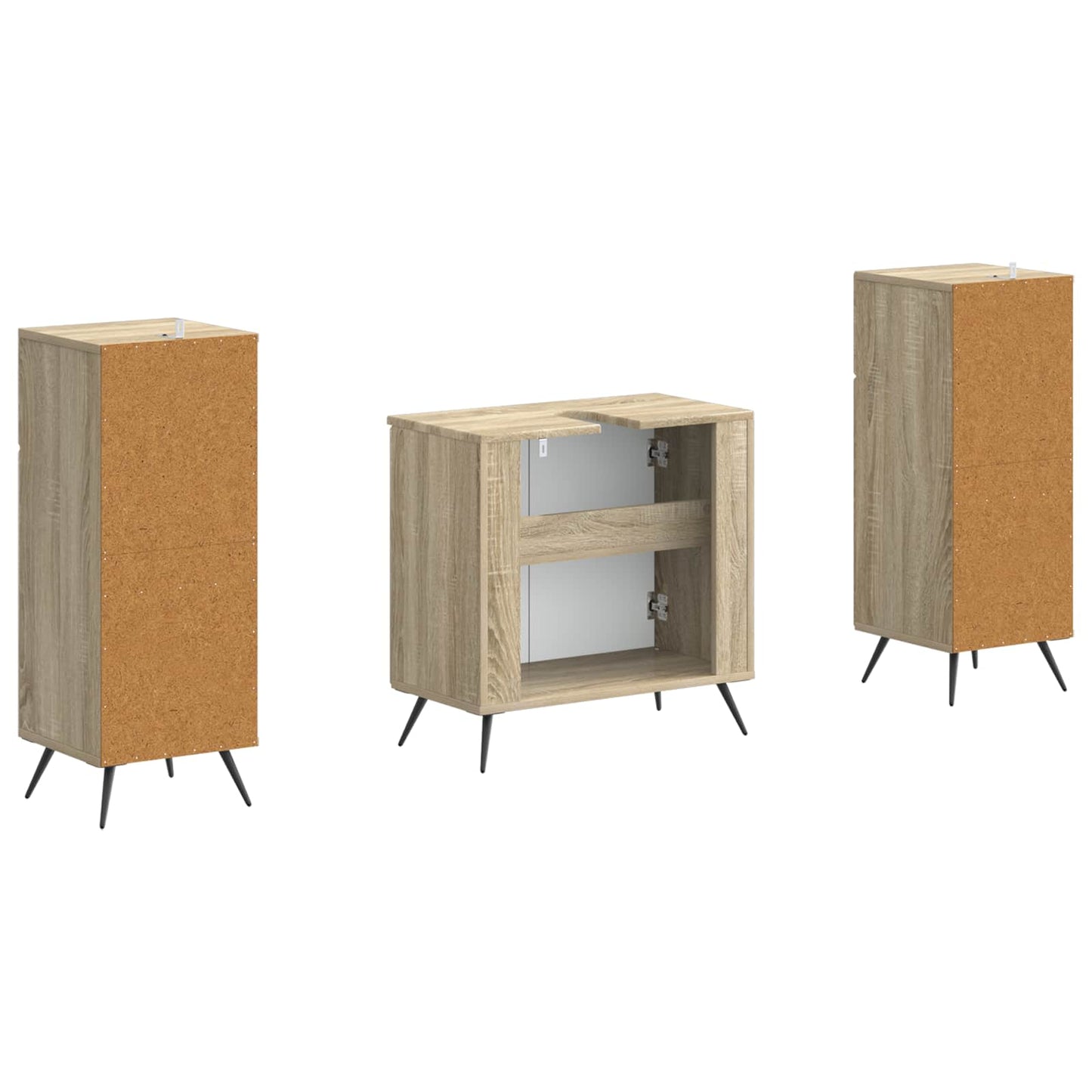 Set di Armadi da Bagno da 2 Pezzi BREDA Rovere Sonoma | homemem39