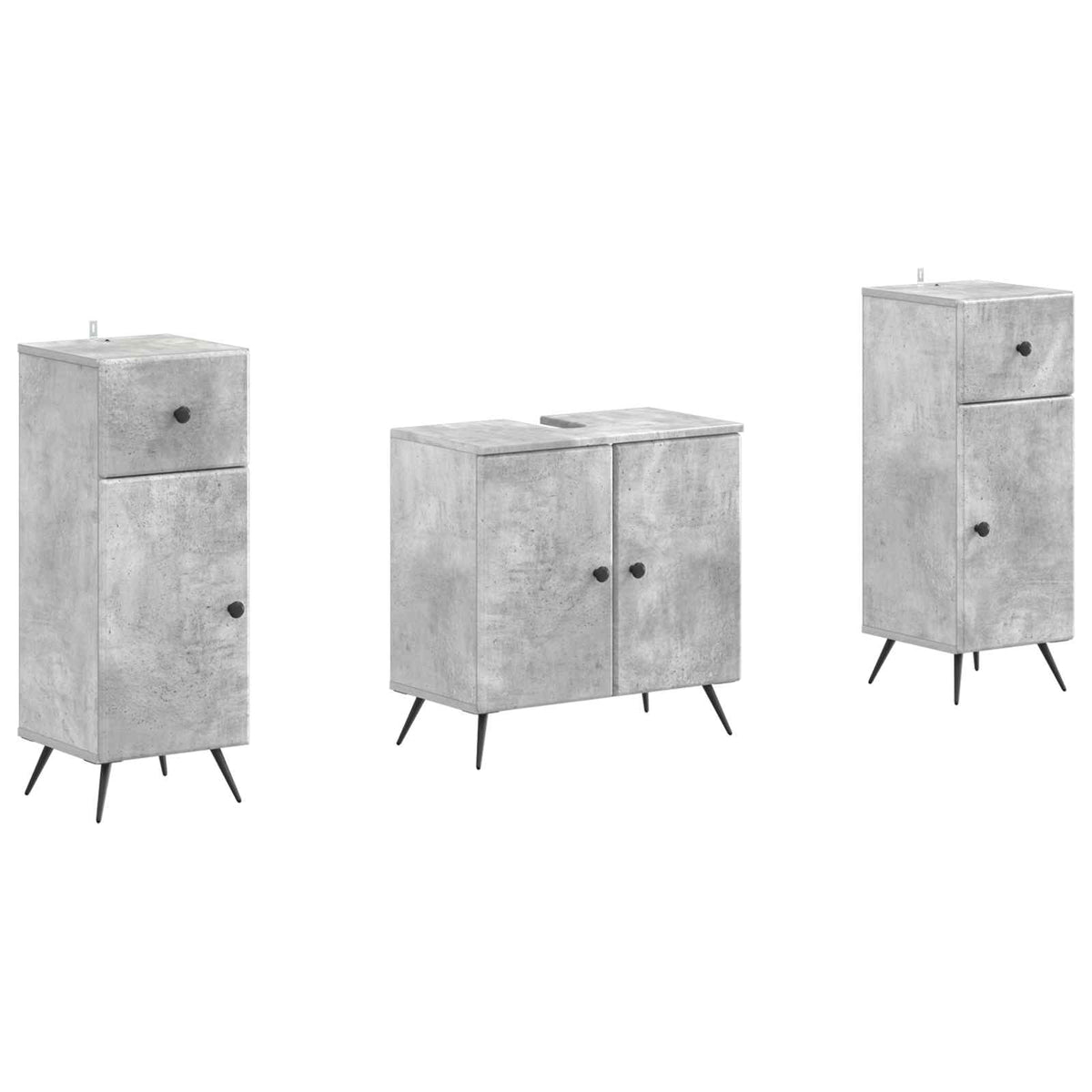 Set di armadietti da bagno in 3 pezzi BREDA Grigio Cemento