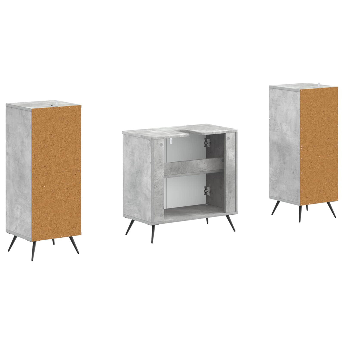 Set di armadietti da bagno in 3 pezzi BREDA Grigio Cemento