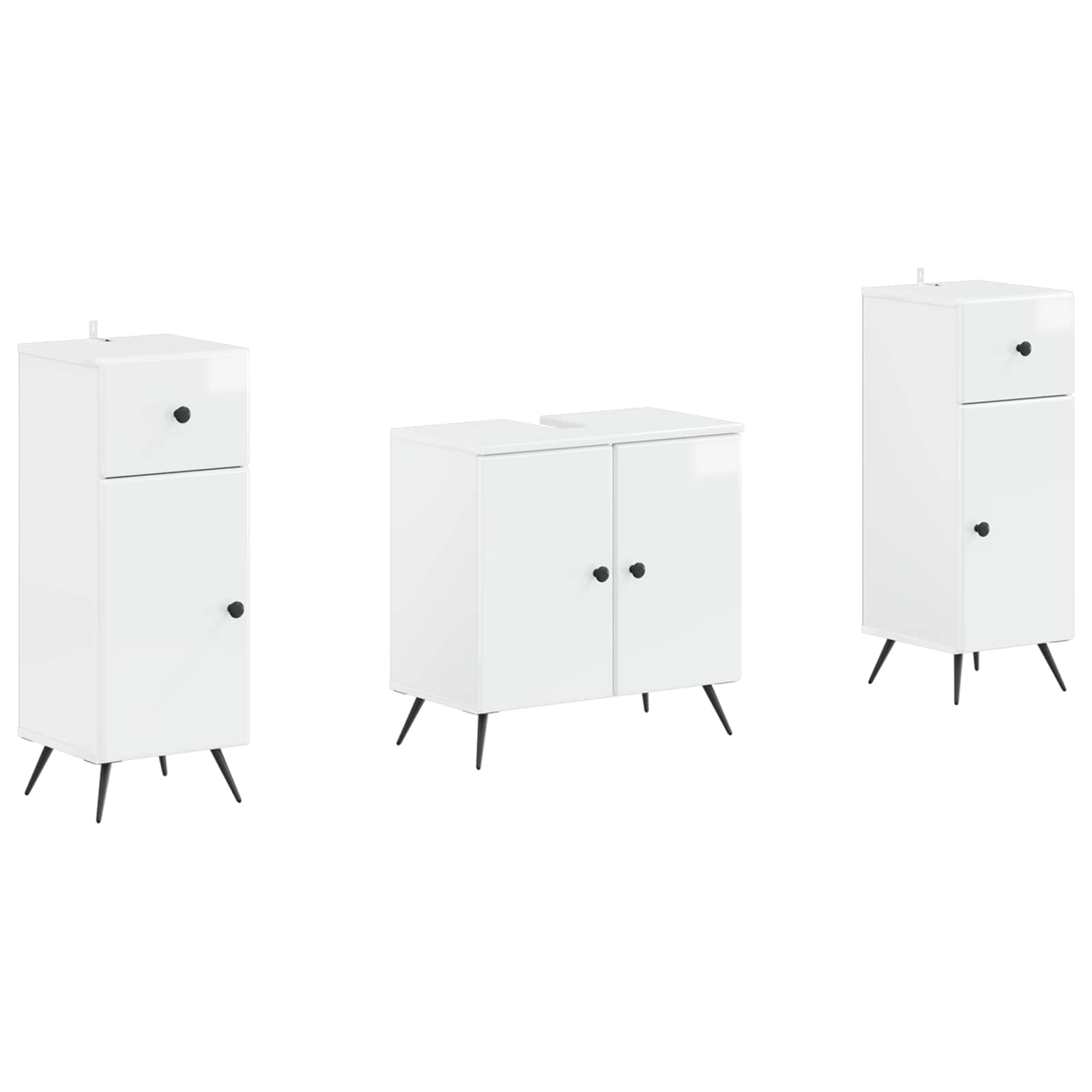 Set di Armadi da Bagno da 2 Pezzi BREDA Bianco Lucido | homemem39