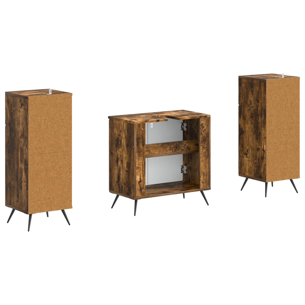 Set di armadietti da bagno in 3 pezzi BREDA Rovere Fumo