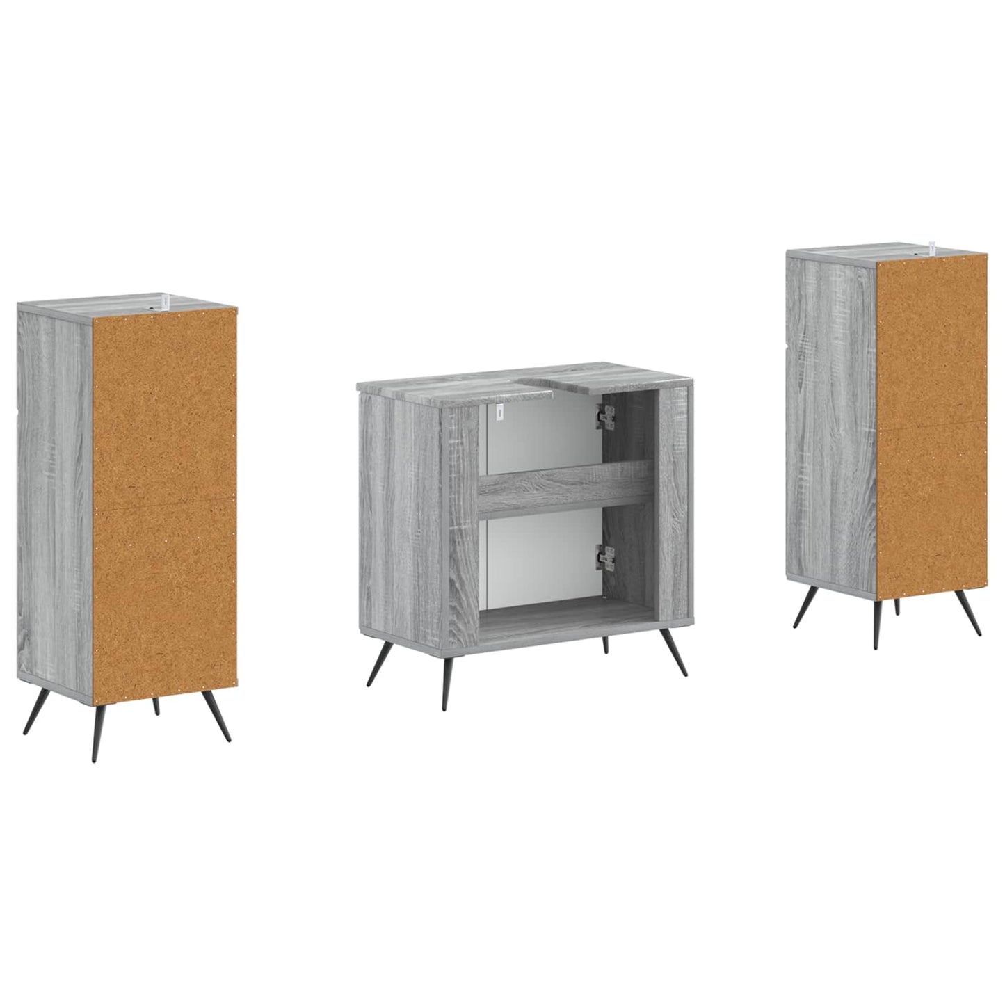 Set di Armadi da Bagno da 2 Pezzi BREDA Sonoma grigio | homemem39