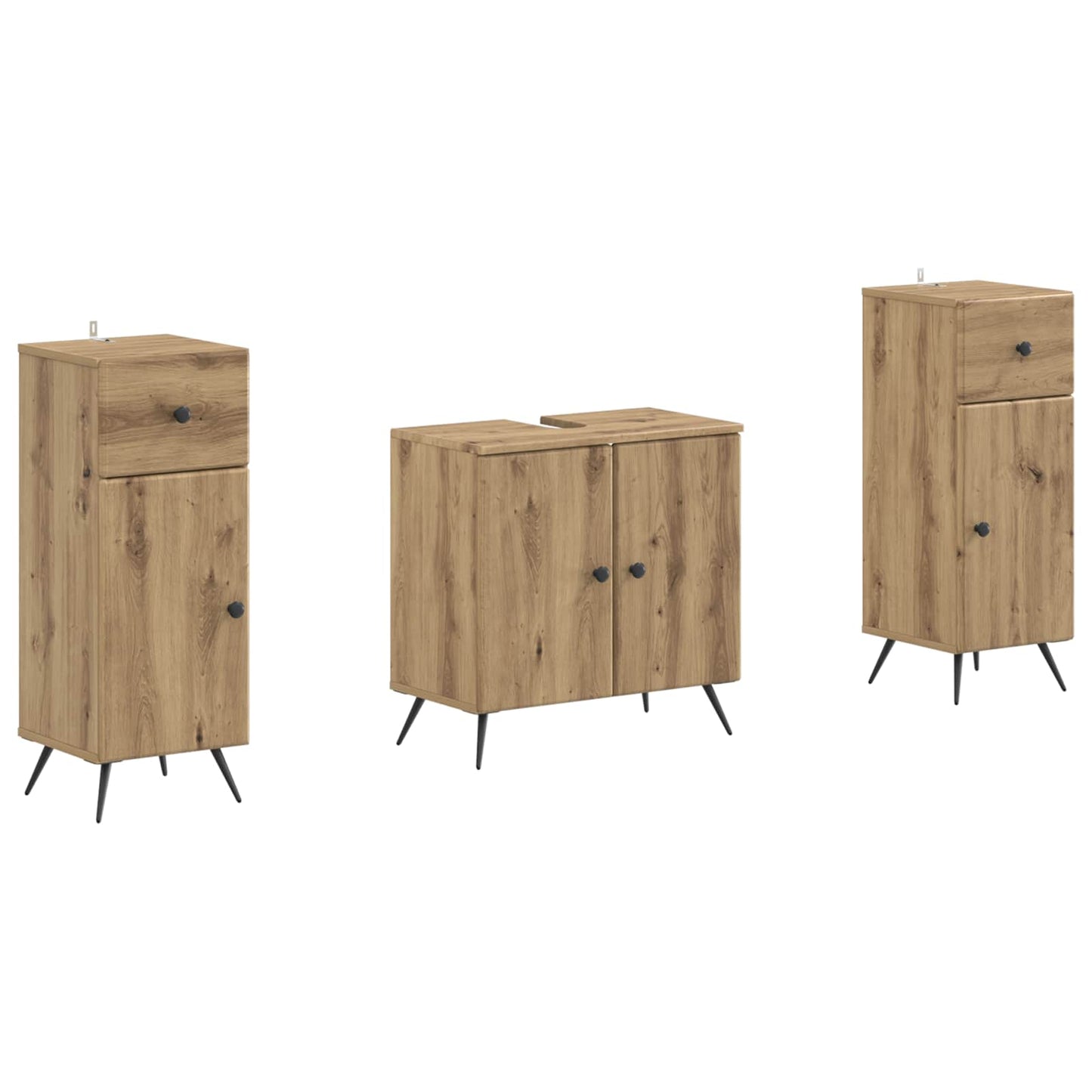 Set di Armadi da Bagno da 2 Pezzi BREDA Rovere Artigianale | homemem39