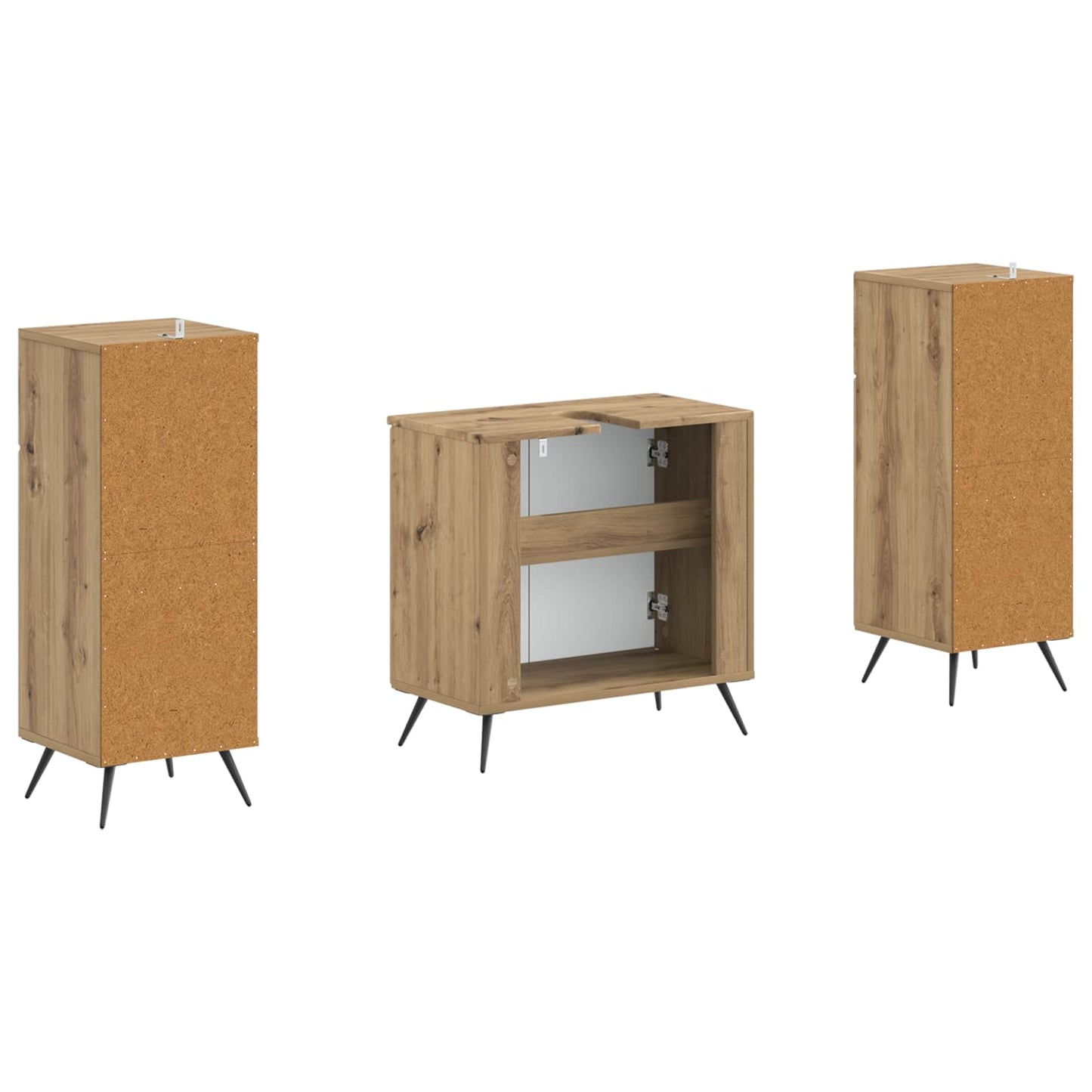 Set di Armadi da Bagno da 2 Pezzi BREDA Rovere Artigianale | homemem39