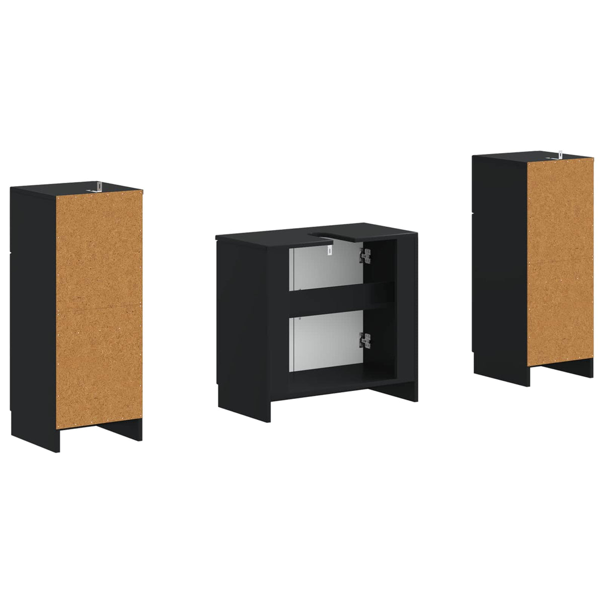 Set di armadietti da bagno in 3 pezzi UTRECHT Nero