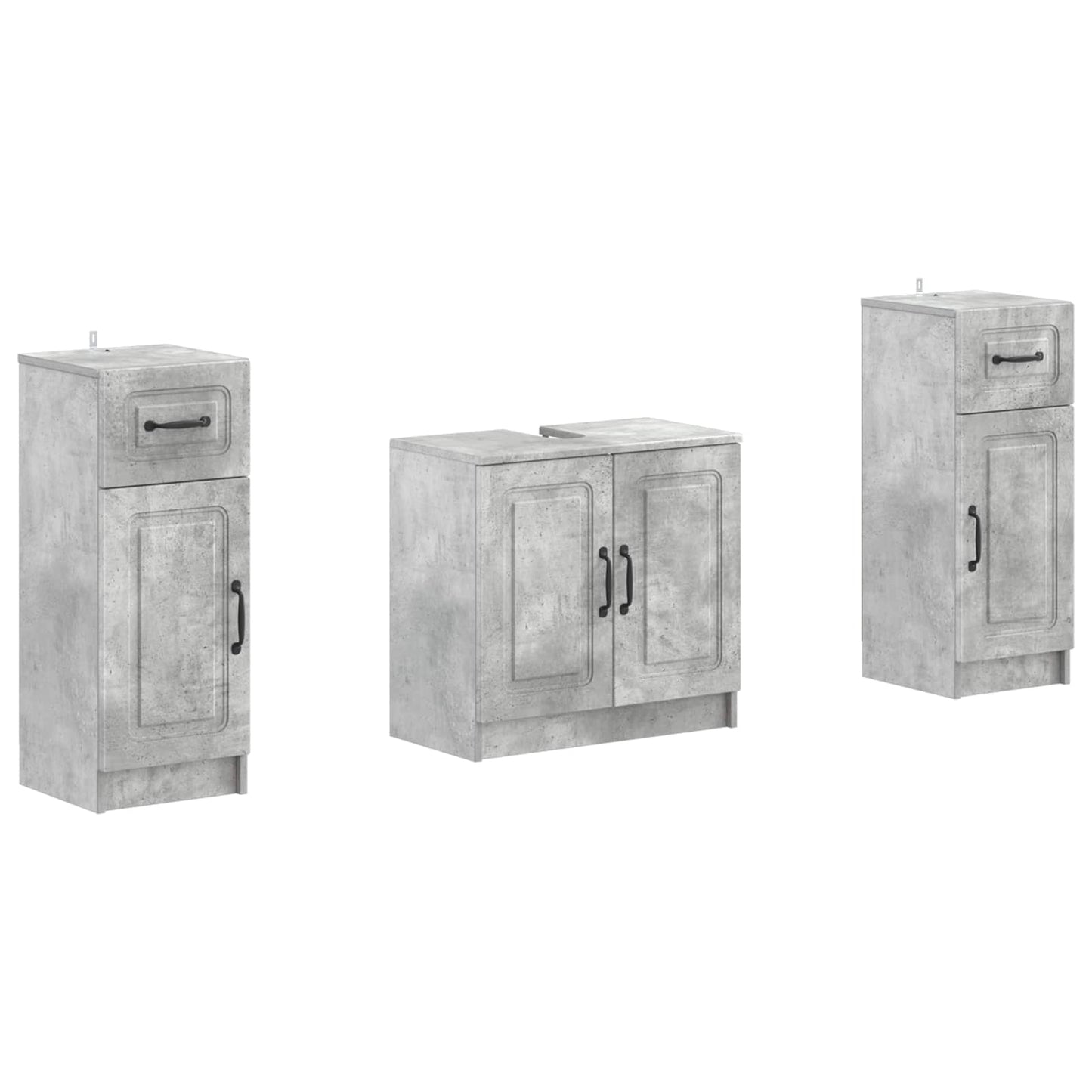 Set di Armadi da Bagno da 2 Pezzi UTRECHT Grigio Cemento | homemem39