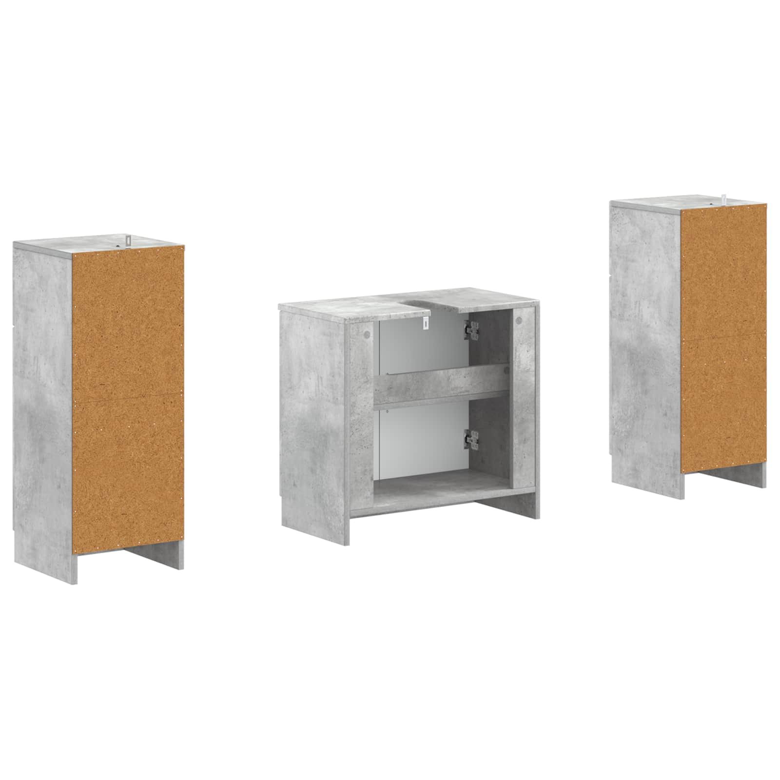 Set di Armadi da Bagno da 2 Pezzi UTRECHT Grigio Cemento | homemem39