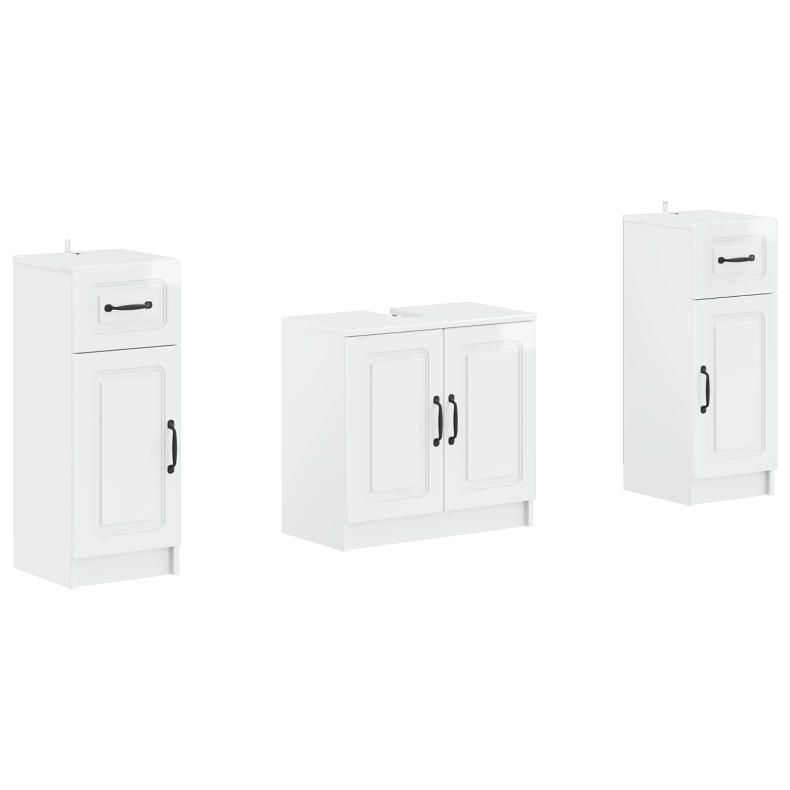 Set di Armadi da Bagno da 2 Pezzi UTRECHT Bianco Lucido | homemem39