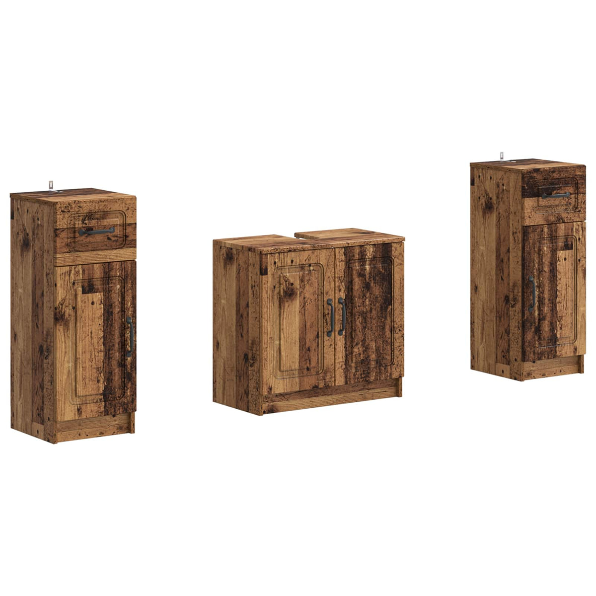Set di armadietti da bagno in 3 pezzi UTRECHT Legno antico