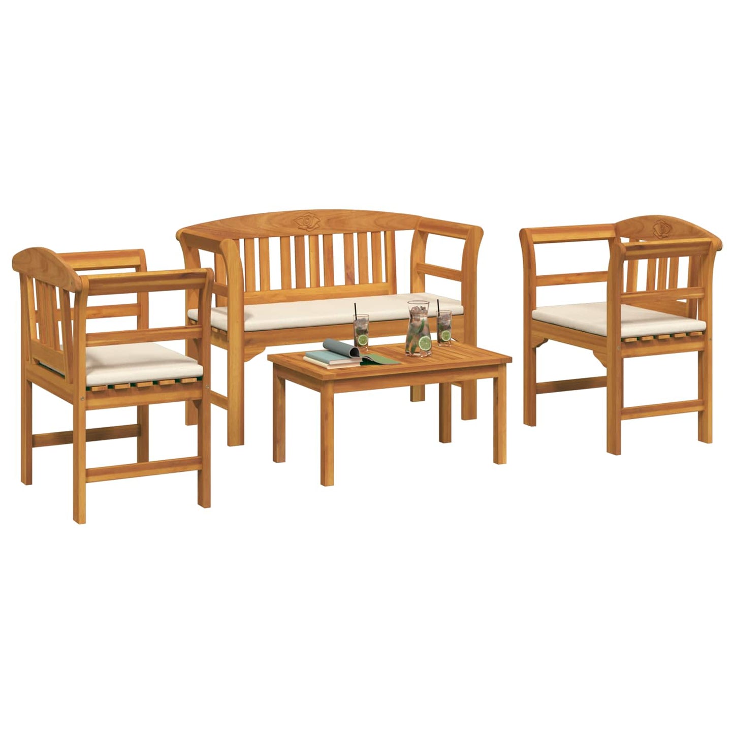 Set da giardino con divano a rosa con cuscino 4 pcs | homemem39