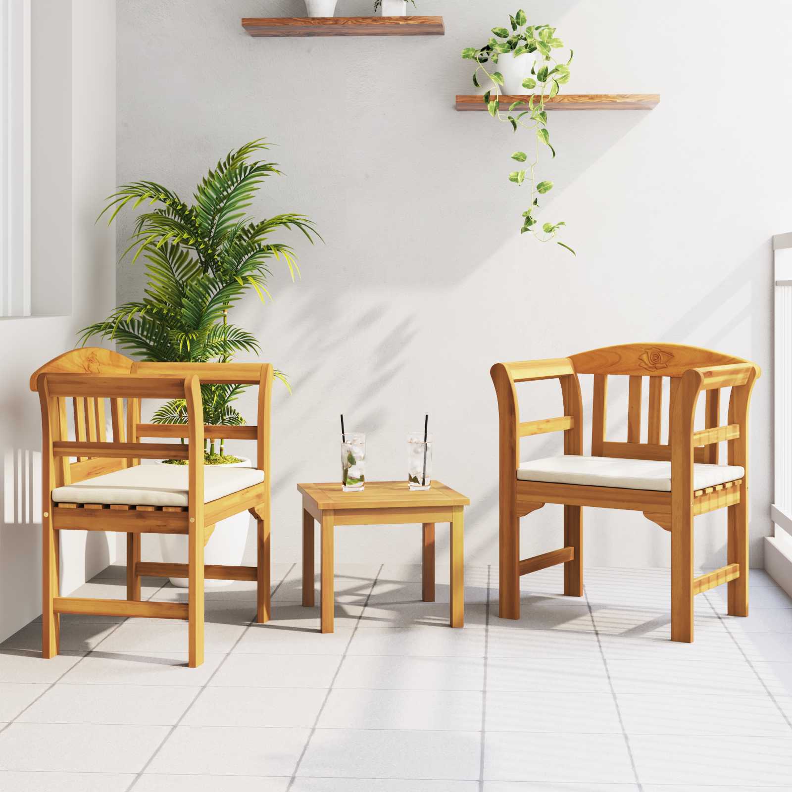 Set da giardino con divano a rosa con cuscino 3 pcs | homemem39