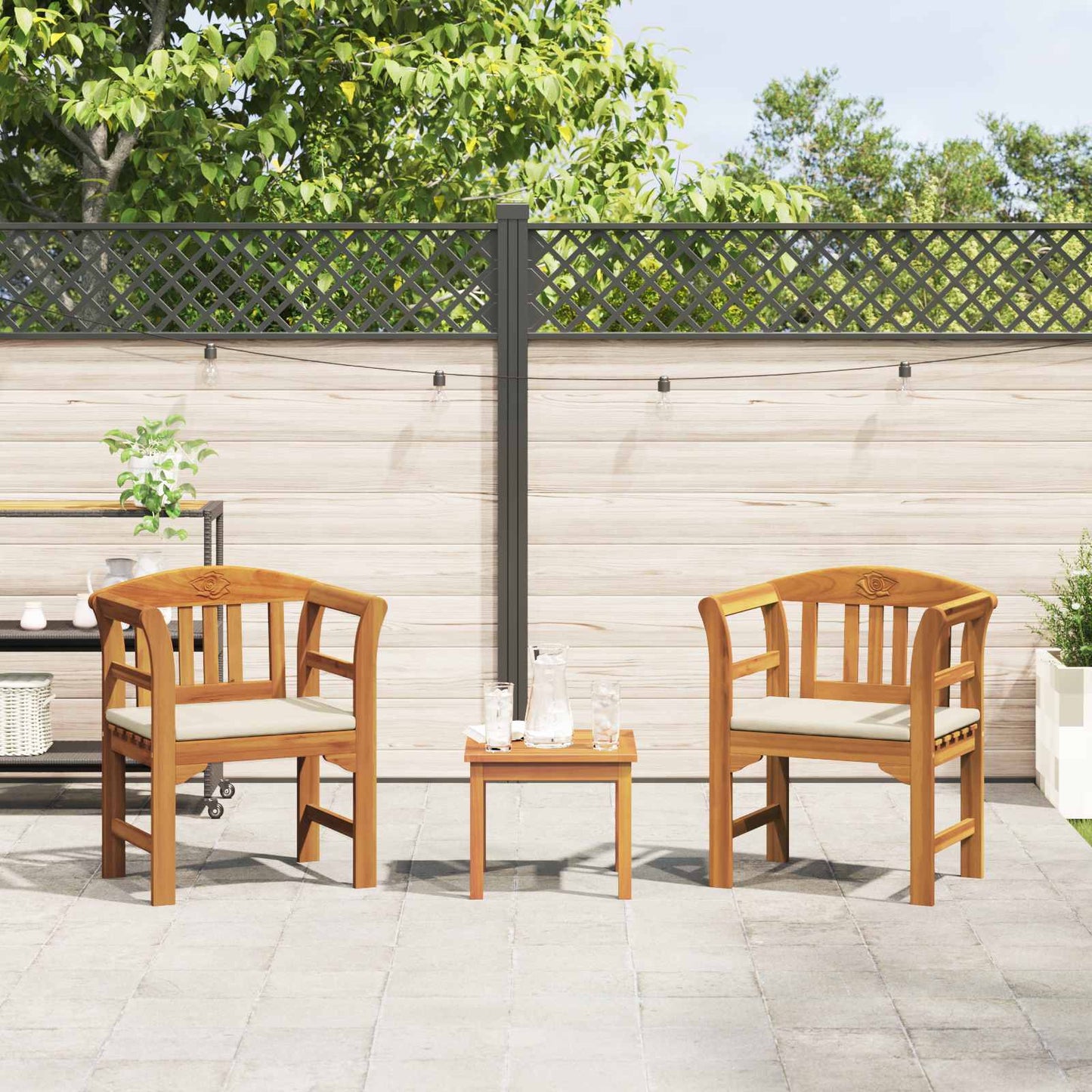 Set da giardino con divano a rosa con cuscino 3 pcs | homemem39