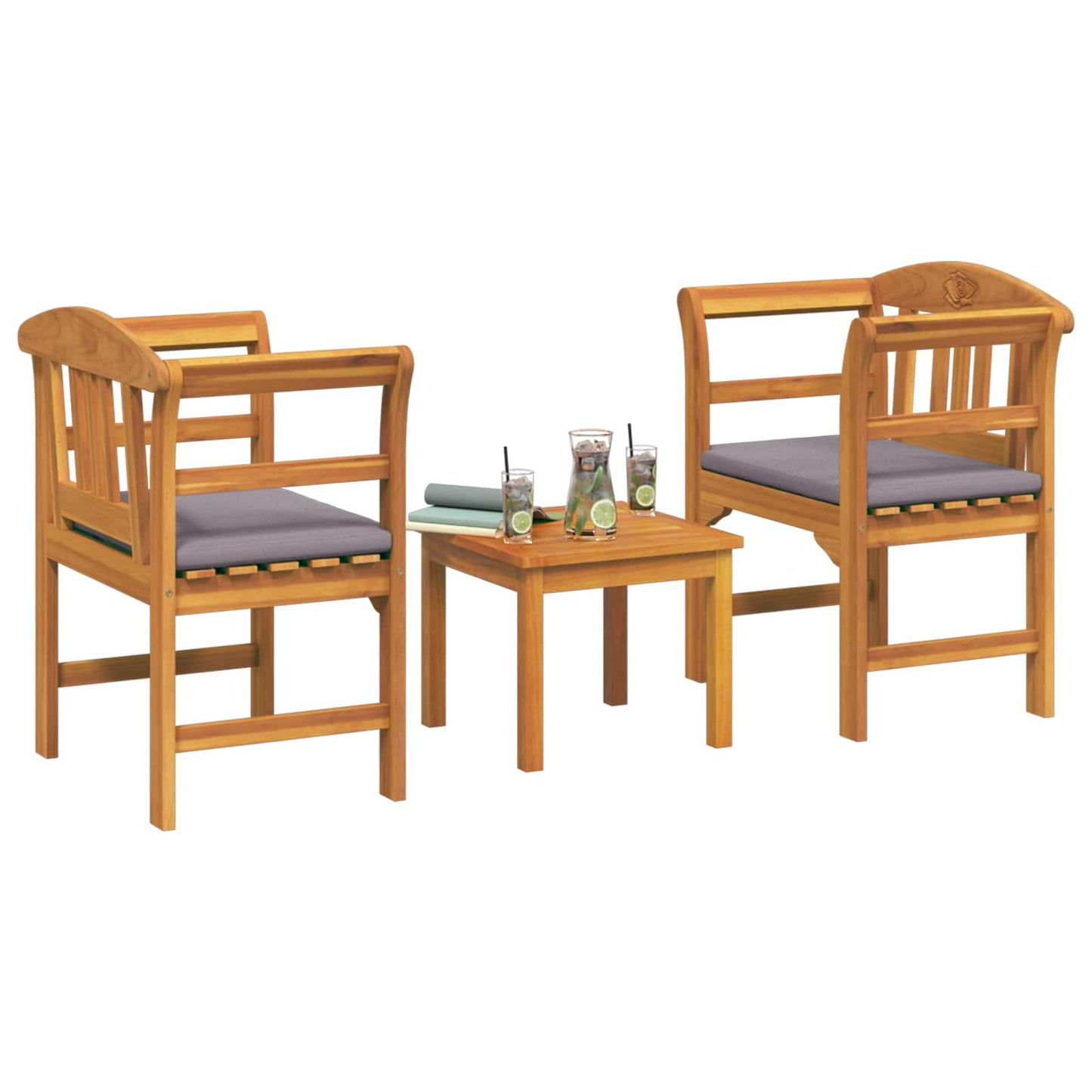 Set da giardino con divano a rosa con cuscino 3 pcs | homemem39