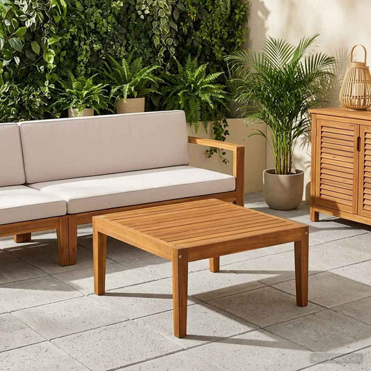 tavolo Legno di Acacia Massello Naturale 60 x 60 x 30 cm | homemem39