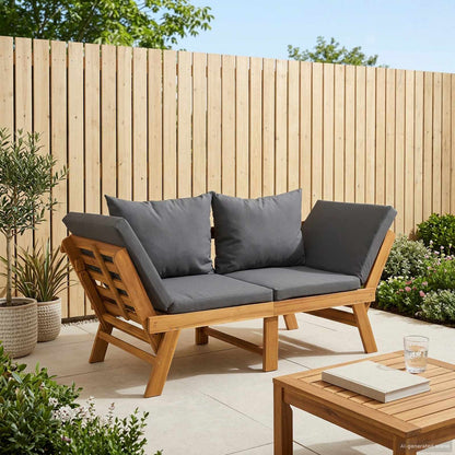 Panchina da giardino 3 in 1 con cuscini Naturale | homemem39