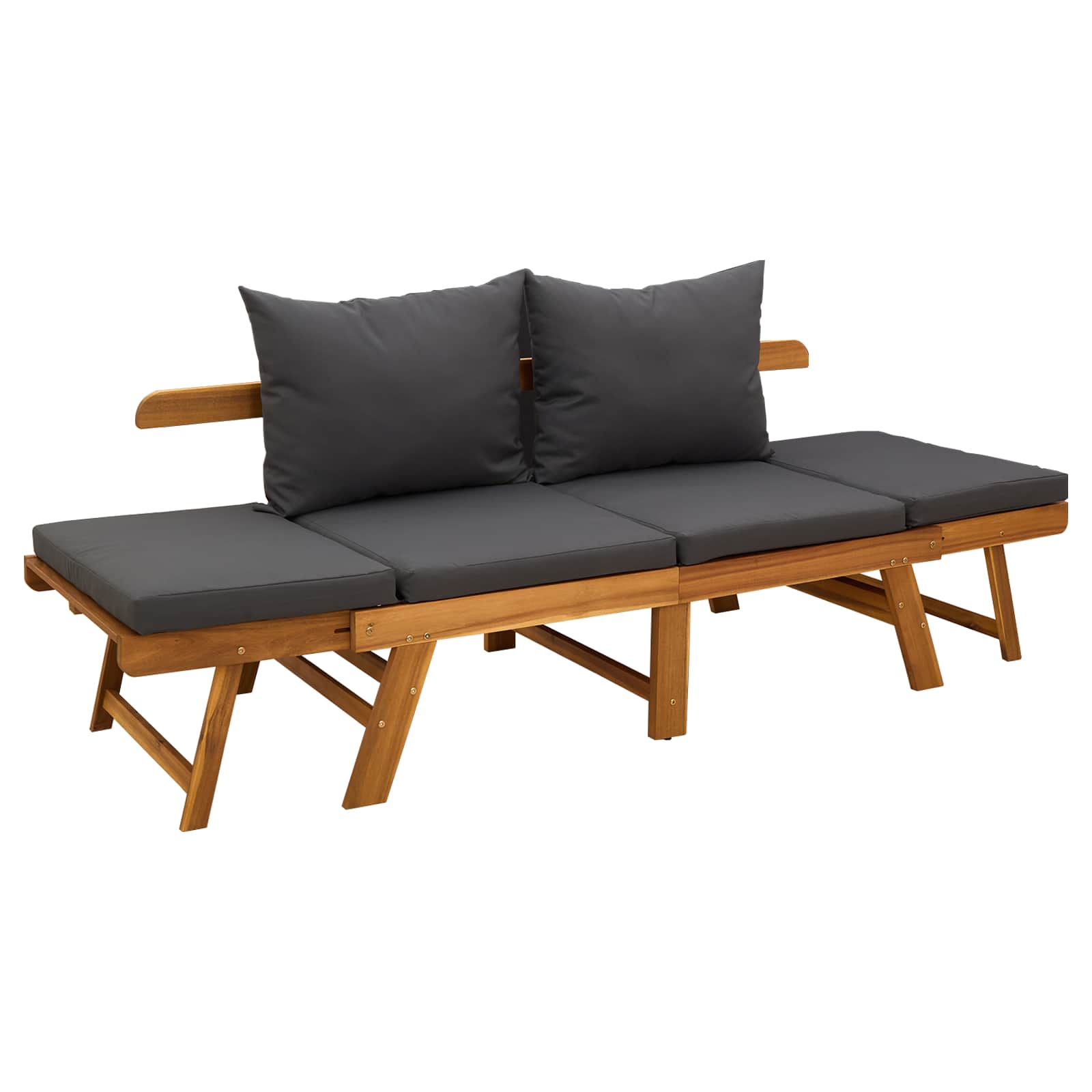 Panchina da giardino 3 in 1 con cuscini Naturale | homemem39