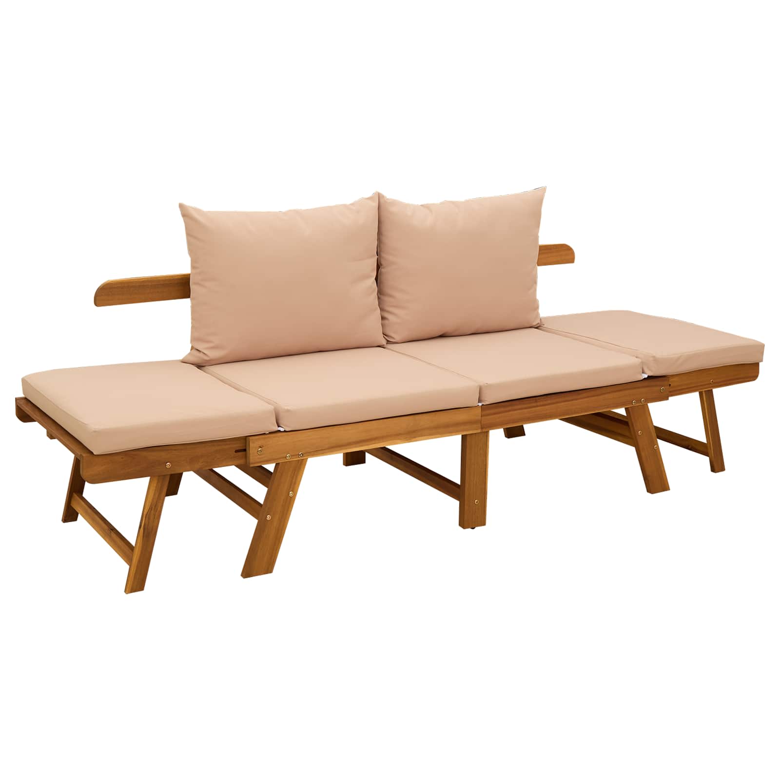 Panchina da giardino 3 in 1 con cuscini Naturale | homemem39