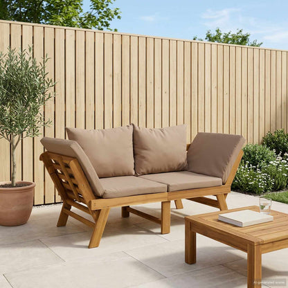 Panchina da giardino 3 in 1 con cuscini Naturale