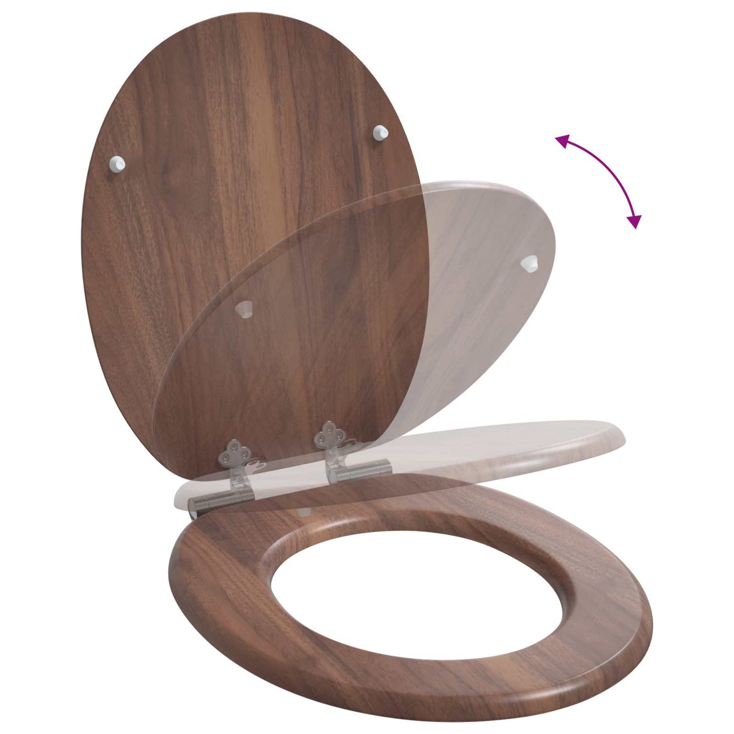 Sedile per toilette con chiusura morbida Marrone 44 x 38 cm | homemem39