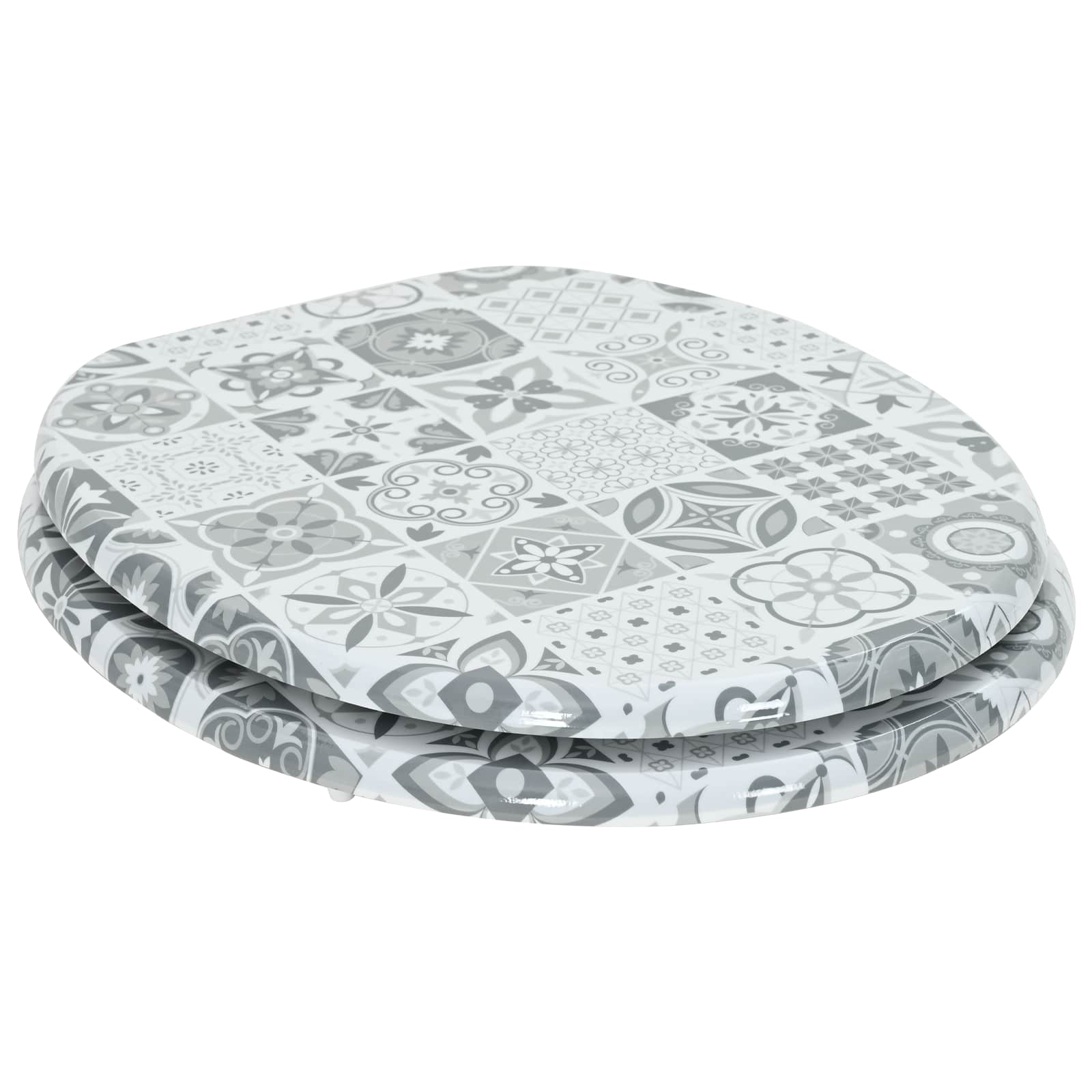 Sedile per toilette con chiusura morbida Grigio 44 x 38 cm | homemem39