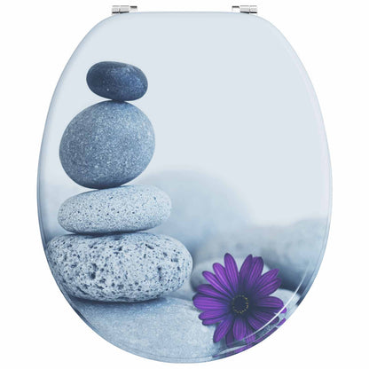 Sedile per toilette con chiusura morbida Grigio 44 x 38 cm | homemem39