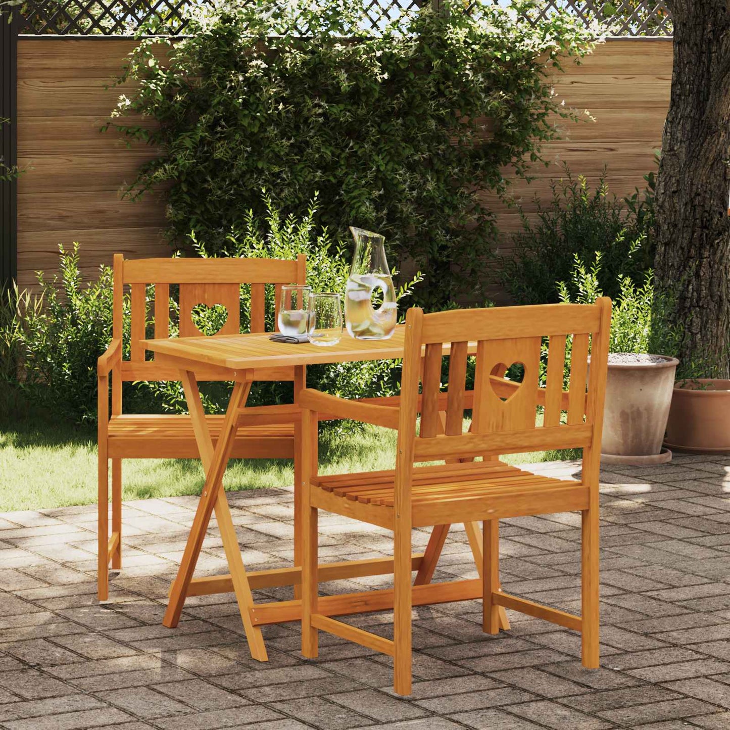 Sedie da giardino 2 pcs Naturale Legno di Acacia Massello