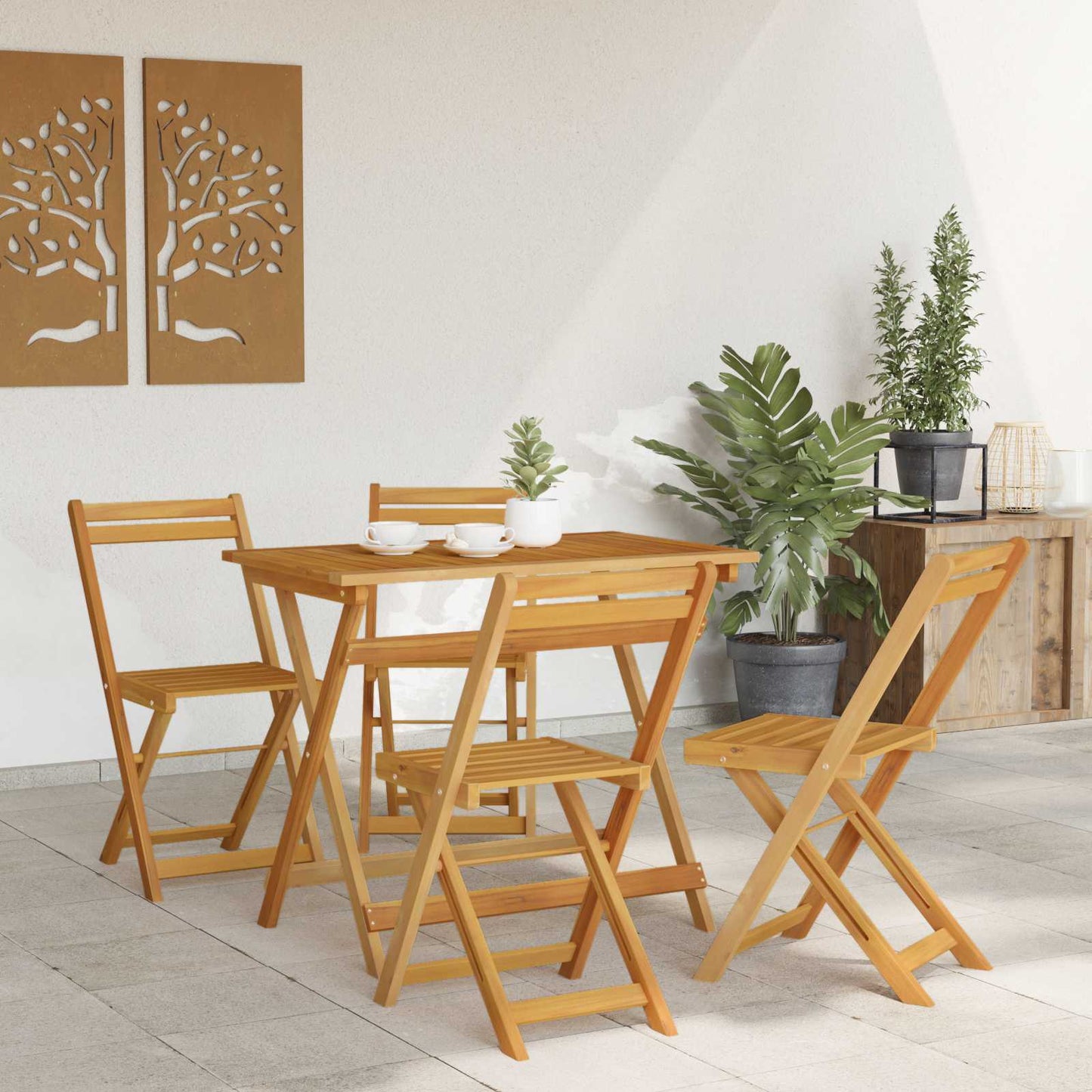 Sedie da giardino pieghevoli 4 pcs Naturale 40 x 53 x 80 cm | homemem39