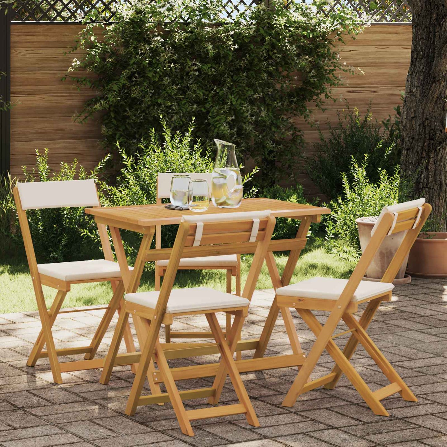 Sedie Bistro da Giardino 4 pcs Bianco Crema 40 x 53 x 80 cm