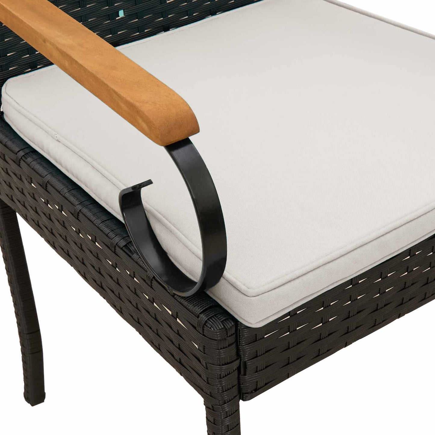 Sedie da giardino 2 pcs Nero e Bianco Crema Polyrattan e acacia | homemem39