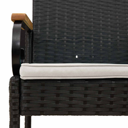 Sedie da giardino 2 pcs Nero e Bianco Crema Polyrattan e acacia | homemem39
