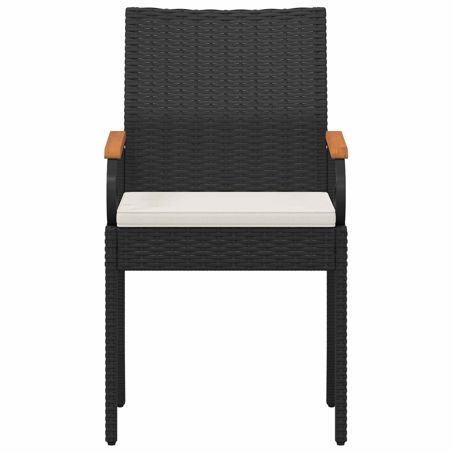 Sedie da giardino 2 pcs Nero e Bianco Crema Polyrattan e acacia | homemem39