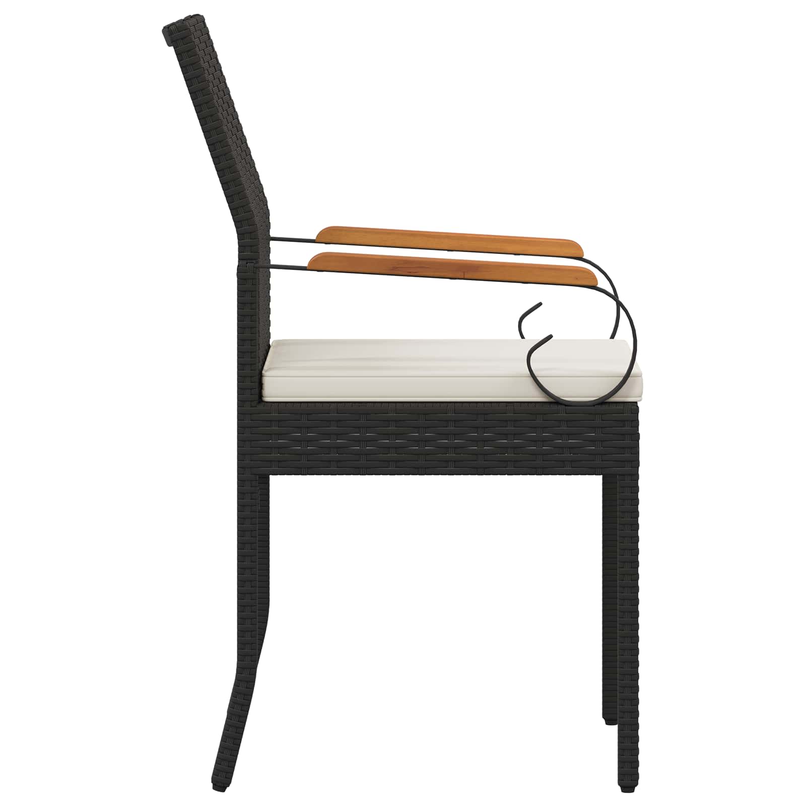 Sedie da giardino 2 pcs Nero e Bianco Crema Polyrattan e acacia | homemem39