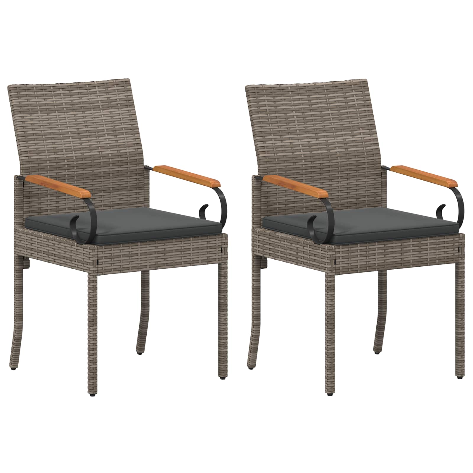 Sedie da giardino con cuscino 2 pcs Grigio e Grigio Scuro | homemem39