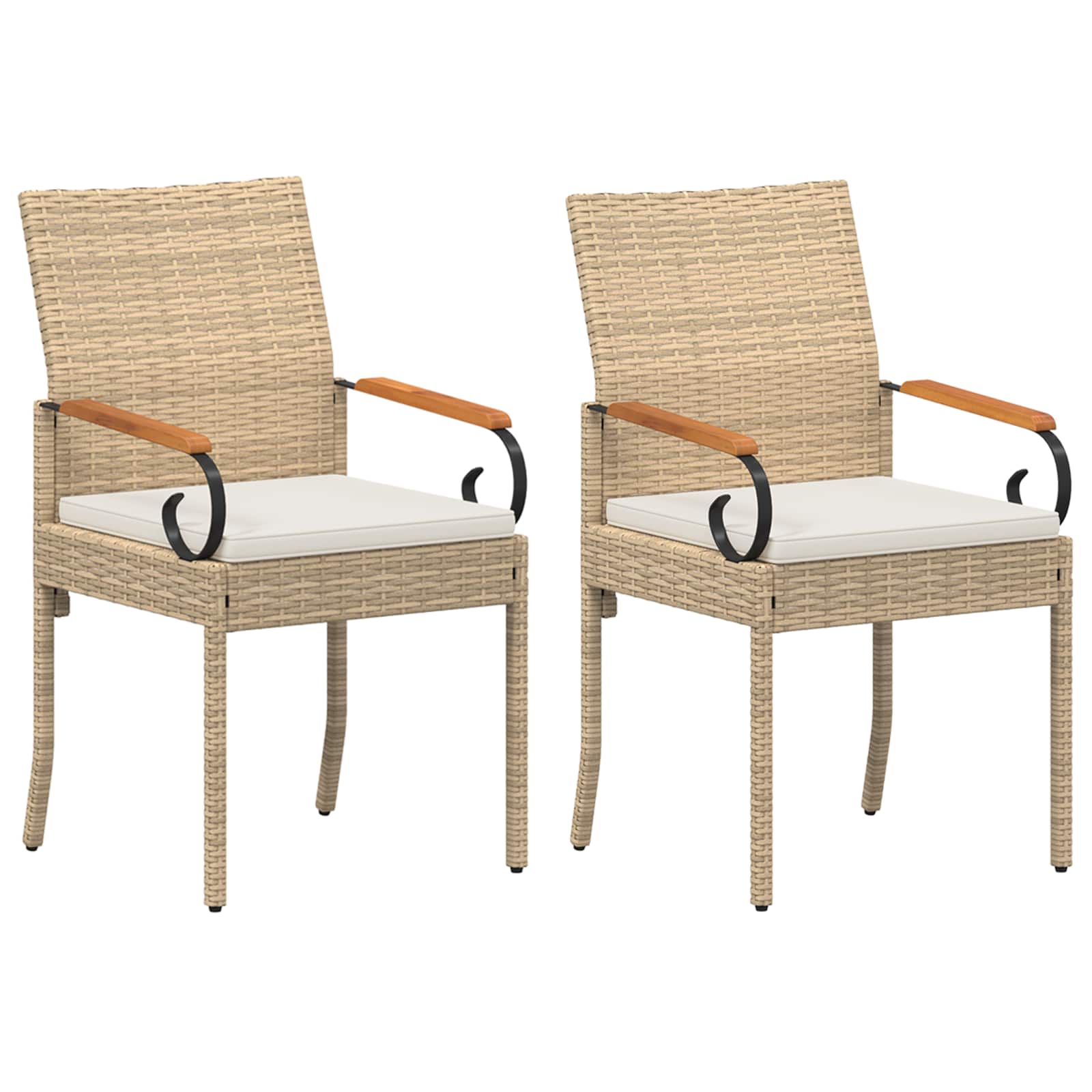 Sedie da giardino con cuscino 2 pcs Beige e Bianco Crema | homemem39