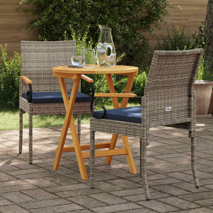 Sedie da giardino 2 pcs Grigio e Blu Navy Polyrattan e acacia | homemem39