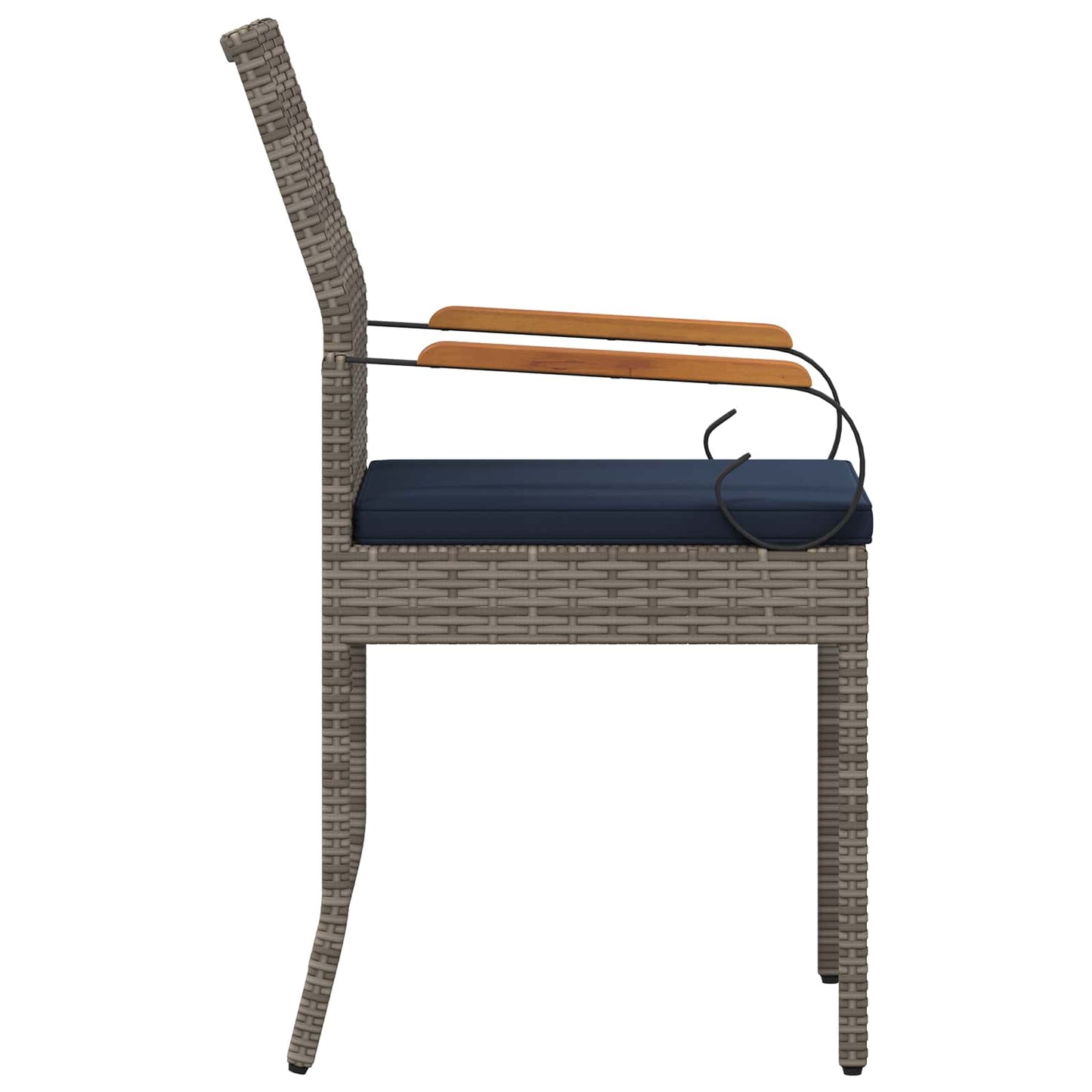 Sedie da giardino 2 pcs Grigio e Blu Navy Polyrattan e acacia | homemem39
