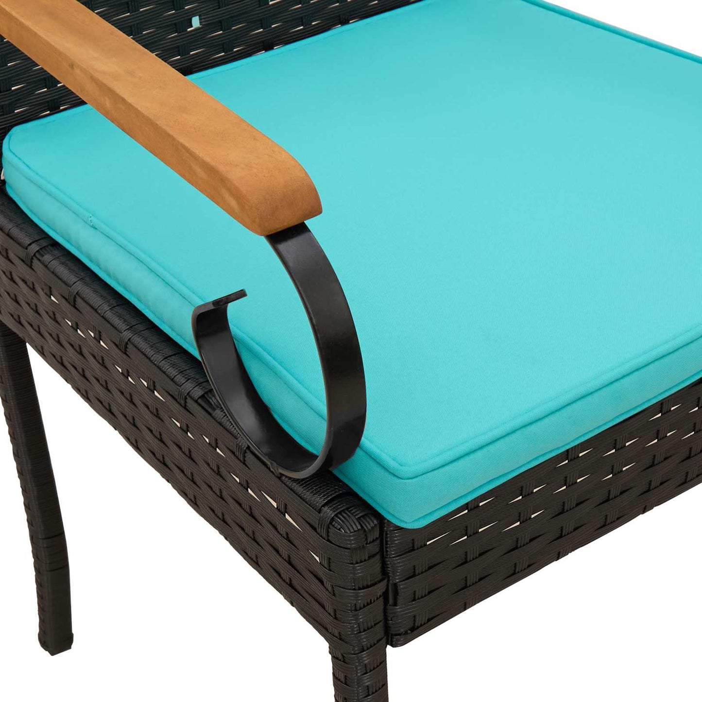 Sedie da giardino 2 pcs Nero e Turchese Polyrattan e acacia | homemem39
