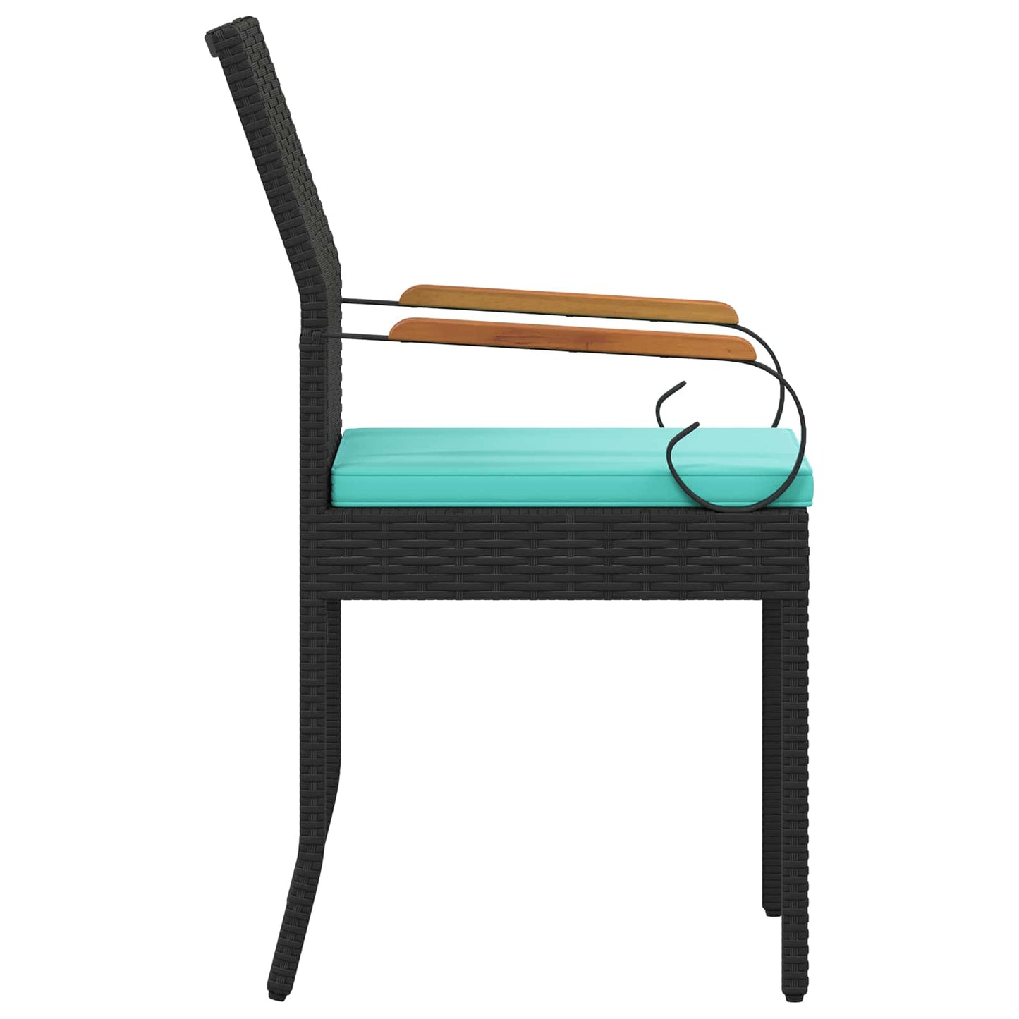 Sedie da giardino 2 pcs Nero e Turchese Polyrattan e acacia | homemem39